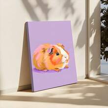 1pc Purple Guinea Pig Print Framed Wall Art - Canvas Prints Poster, Ready To Hang - Home Decor, Ideal For Home, Office Wall Decor, Family Gift, Living Room Bedroom Wall Decor - 酒紅色 - 查看 3