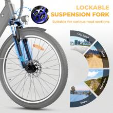 WIND HORSE 26" Electric Bike For Adults With 36V 13AH Removable Battery And Up To 50 Miles 20MPH, 350W Motor (PEAK 750W), 7-Speed, Commuter Ebike With Lockable Suspension Fork For Commuting Leisure Adults Teens Gift