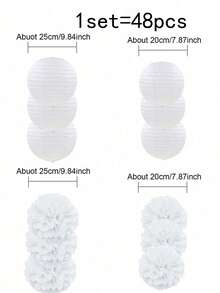 Set mit 12 Stück/24 Stück/36 Stück weiße und rosa Papier Laterne Blumen, für Hochzeitsdekoration, Party, Geburtstag, Einweihungsfeier, Deckendekorationen - Weiss - Übersicht 17