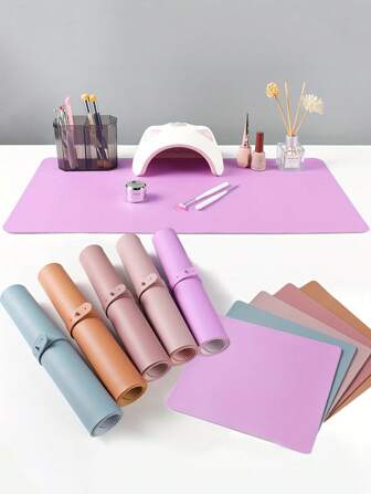 1 pezzo Tappetino da tavolo pieghevole per la arte di unghie - Durevole, in microfibra impermeabile simil pelle di pecora, resistente alle macchie, adatto per manicure e design delle unghie, qualità da salone, accessori professionali per arte di unghie
