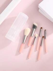 6 Peças/Conjunto Minúsculo Conjunto de Pincéis de Maquiagem, Pincéis de Maquiagem Portáteis para Iniciantes em Maquiagem de Olhos e Lábios, Conjunto Completo de Pincéis Cosméticos, Pincel de Sombra