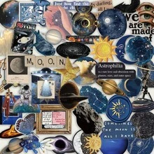SCXXBSW 50pcs Cosmic Celestial Bodies Sticker DIY Decorative Luggage Guitar Notebook Waterproof Creative Fun Cartoon Stickers - Multicolor - View 11