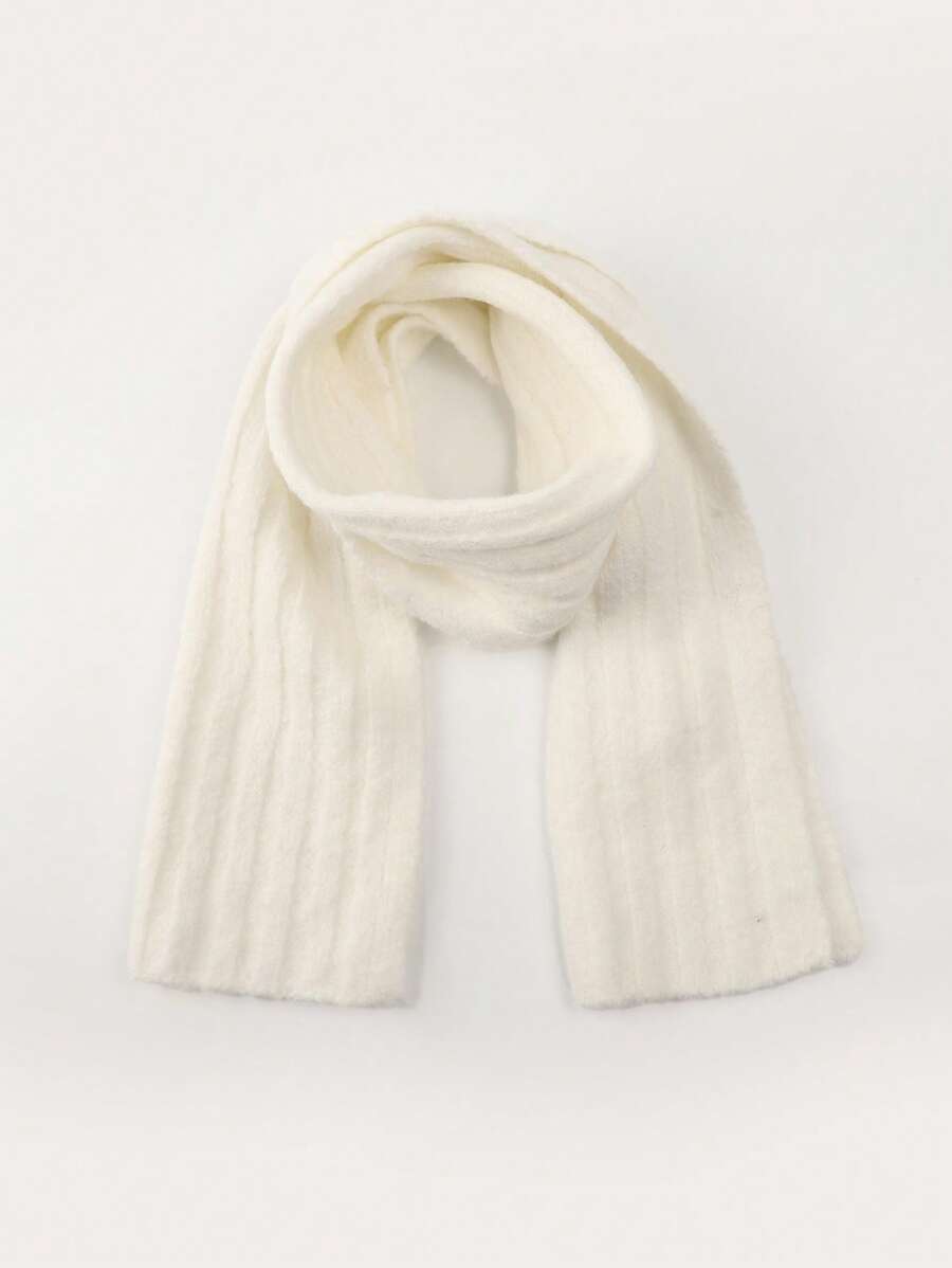 1pc Women's Solid Color Wool Blend Simple & Fashionable Lightweight Scarf/Shawl, Autumn/Winter