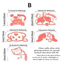 Conjunto de 5 adesivos de interruptor em formato de animais que brilham no escuro, decorativos para quarto, cozinha, banheiro e sala de estar. - Azul - Ver 4