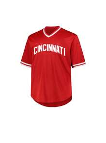 Men's Baseball Jersey 14 Red Button-Down Embroidered Sports T-Shirt Gym Clothes Men Basic T Shirt - 紅色 - 查看 2