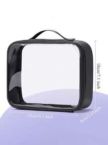 Sac de maquillage transparent avec fermeture éclair, sac cosmétique en PVC transparent, organisateur de voyage portable et imperméable
