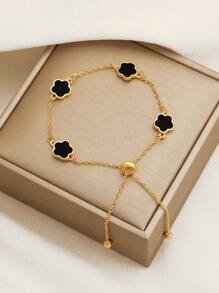 1pc Metal Hollow Punk Gothic Flower Geometric Quatrefoil Simple Back To School Halloween Party Chic Anklet