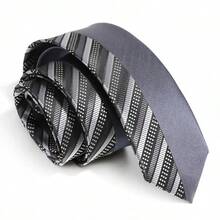 MANOBLE 1pc 2.36 Inch (6cm) Slim Tie, Fashion Dual-Color Symmetrical Design, Suitable For Business, Casual, Wedding, Party, And Outfit Matching Men Necktie - Shape - View 11