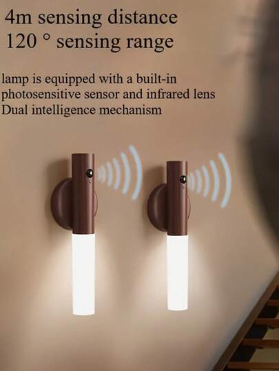 1 件 USB 可充电壁灯，运动传感器夜灯，便携式可拆卸磁性无绳自动电池条形灯，适用于室内走廊楼梯门廊