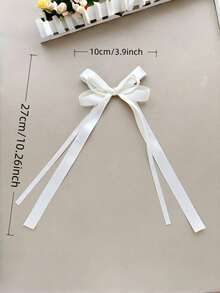 1/2pcs Set Girls' Minimalist Sexy Satin Long Ribbon Bow Hair Clips, Sweet Ballet Style Twin Ponytail Hair Pins, Suitable For Daily, Party And Outfit Atmosphere Hair Accessories - Multicolor - View 2