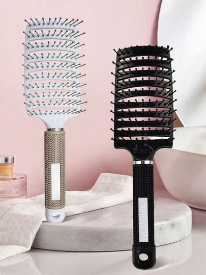 2pcs Curved Massage Comb, Elastic Styling Comb, Combing Brush, Suitable For Fluffy Wet Or Dry Hair, Can Be Used As Holiday Gifts And Household Use