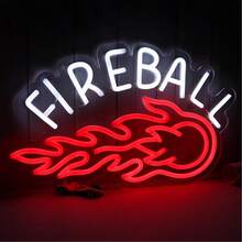 Fireball Whiskey LED 霓虹灯 - USB 供电，多色装饰灯，适用于家庭酒吧、私人空间、派对和卧室