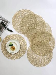 Bộ 6-12 tấm lót bàn ăn tròn dệt rỗng hiện đại tối giản, có thể giặt, dễ vệ sinh, lau sạch, chống trượt, chịu nhiệt, dùng để trang trí tiệc cưới ngày lễ - Nhiều màu - Xem 16