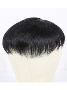 男士自然发饰直发隐形透明钩针假发，可完全覆盖头部并增强发量，牢固固定在头顶，逼真的假发 - Natural Black - 查看 6