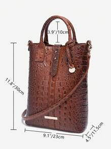 Chic Statement Hot  Tote: Crocodile Pattern, Gold Accents & Versatile Carry