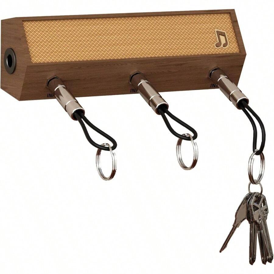 Organizador de llaves con forma de amplificador de guitarra de madera sólida con 3 llaveros enchufables - Decoración musical, regalo para guitarristas, aficionados al rock y amantes de la música