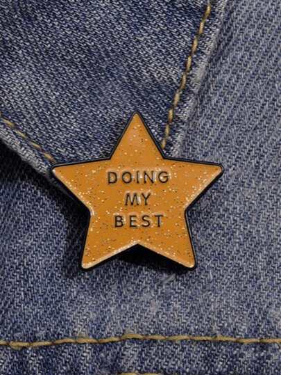 1pc Encouraging Slogan "Do Your Best" Star Enamel Pin, Gold Metal Badge Brooch, Suitable As Student Backpack Clothing Decor, Accessory, Gift For Classmates, Friends, Family, Great For Back To School Season Office Accessories Shirts Jacket Jewelry Christmas Halloween Clothes Pin Funny Cute Teacher Gifts