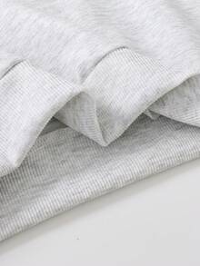 2pcs Set Boy Childlike & Warm Simple Drawing Print Sweatshirt Set, Comfortable And Soft, Spring & Autumn Daily Casual Wear - Grey - View 6