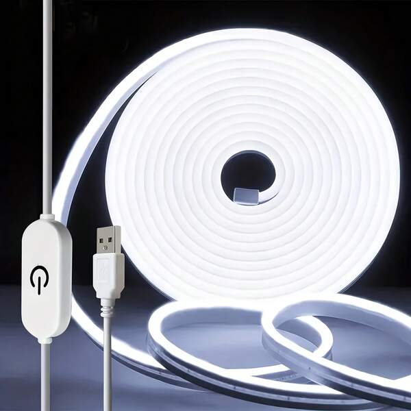 Tira de luz LED para tocador controlada por tacto - Retroiluminación para espejo de maquillaje con 320 LED COB/M, alimentada por USB, regulable, opciones de blanco cálido/natural/frío para decoración de baño y dormitorio