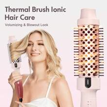 Thermal Brush Hair Curling Brush, 30s Fast Heated Round Brushes 1.5" For Long Lasting Look, Negative Ion Tech, 5 Temp Settings, Less Damage, Universal Voltage, Easy To Use, Gifts For Women, Pink - 美規A型插(110-127V) - 查看 6