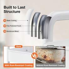 3-Tier Metal Rolling Storage Cart With Lockable Wheels - Multi-Functional Mobile Storage Organizer For Kitchen, Bathroom, Office, Workshop - White, Durable Structure, Easy To Assemble, Narrow Storage Cart - 白色 - 查看 8