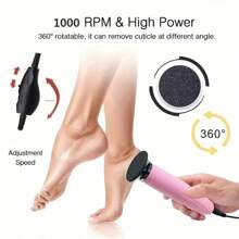 Removedor eléctrico de callosidades de los pies, máquina de pedicura ajustable con 3 discos de lijado, 3 pulidores de uñas, lima eléctrica para pies y removedor de callosidades, exfoliador de pies de metal unisex, lima eléctrica multiusos para pies