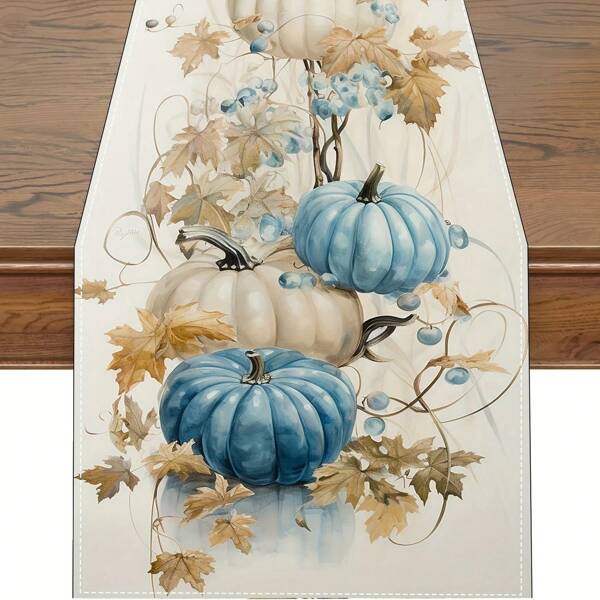 1/4/6/8 Pieces, Thanksgiving, Autumn, Linen Tablecloth, Pumpkin Autumn Pattern, Tablecloth/Table Runner Set,Al Kitchen Decoration, Polyester Material, Reusable, Stain-Resistant, Machine Washable, Multiple Sizes Available, Party Home Dinner Decoration, Home Decoration, Supplies.