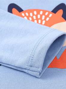 3件套婴儿男童狐狸印花长袖连体衣套装，春秋季 - 彩色 - 查看 5