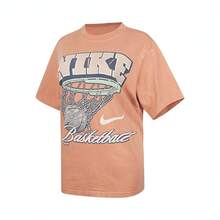 Nike 女士 AS W NK SS TEE OC BB FA25 VTG 短袖 T 恤，针织无领 T 恤，THV6984-688 - 橘色 - 查看 1