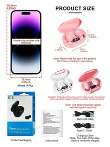 LED 显示屏入耳式无线蓝牙耳机，具有降噪功能、立体声和长效电池 - 彩色 - 查看 11