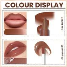 Lip Liner And Gloss Set, Dark Brown Plumping Lip Liner Lip Pencil Moisturizing Lightweight Lip Gloss Lip Combo, High Shine Glossy Lip Tint Lip Stain Makeup Long Lasting Lip Care For Women - 04 中棕色 - 查看 5