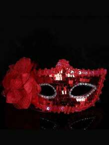 1 件万圣节公主舞会面具，电镀彩绘侧花半脸百合面具