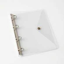 Notebook, Binder, Organizer Folder, 4 Transparent Rings, Button Closure - White - View 3