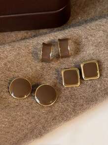 Zestaw 3 par kolczyków w kształcie sześcianu w stylu retro, minimalistyczny, elegancki, dla kobiet, uniwersalny do noszenia na co dzień, jesień/zima