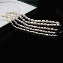 1 String Natural Freshwater Pearl Beads, Rice Shape, Loose Beads For Jewelry Making DIY Fashion Bracelet Necklace Accessories (Approx. 18cm Length, AAA Gray Approx. 36cm Length)