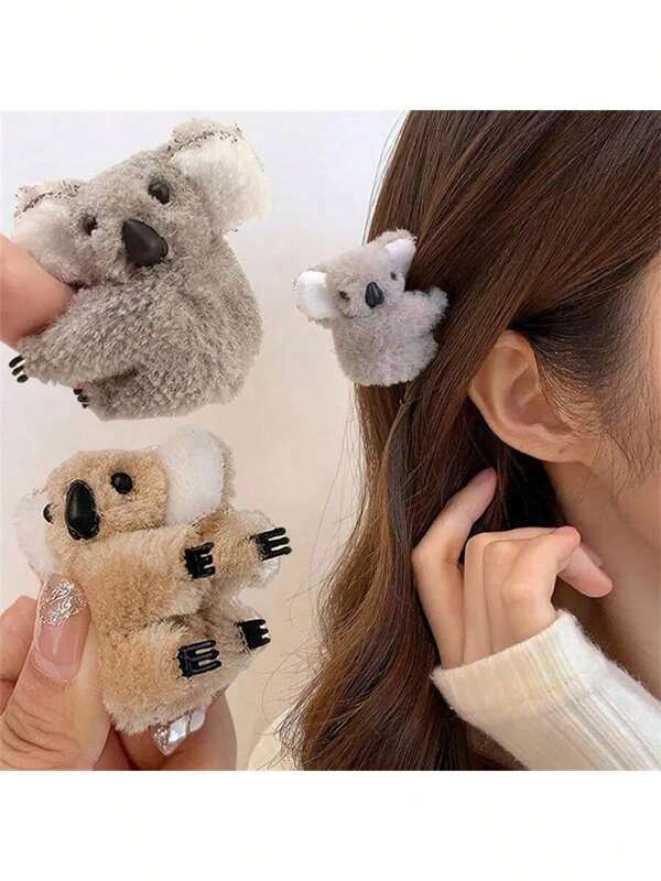 1 pieza/2 piezas/5 piezas/set de pinzas de pelo de koala 3D mini, pinza de rabbit de peluche lindo, clips para el cabello peludos con dibujos animados, pequeños clipes laterales, accesorios para cabello, decoración del hogar, adecuado para uso diario, decoraciones del Hogar, regalos festivos, recuerdos de fiesta, obsequios navideños y regalos de temporada de regreso a clases y graduación.