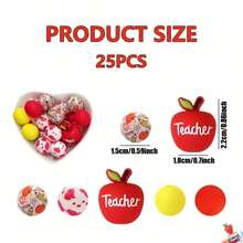 25pcs 15mm Round Silicone Beads, DIY Craft Materials - Teacher's Day And Back To School Gift Set, Suitable For Pens, Necklaces, Key Chains, Birthday, Holiday, Father's Day, Mother's Day Gifts - Campus Series - View 4