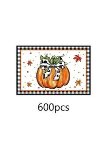 1pc/2pcs/4pcs/600pcs Thanksgiving Pumpkin & Maple Leaf Polyester Placemats - White Base With Black & White Bordered Frame, Paired With Orange Pumpkin And Maple Leaf Patterns, Accentuating Autumn Colors And Holiday Ambiance, Suitable For Thanksgiving Gatherings, Home Dining, Kitchen Decor And More - Multicolor - View 14