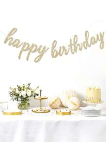 1 件银色/香槟金色/古铜色闪光生日快乐横幅，生日派对背景装饰旗帜，适用于银色生日快乐/迪斯科派对/未来派对/太空派对/成人里程碑生日（30 岁、40 岁）/新娘生日早午餐/狂野派对/熊主题派对/林地派对装饰 - 彩色 - 查看 4