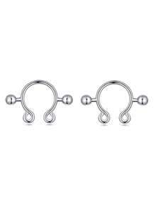 2个装无穿孔夹式乳环，可调节垂坠式锆石乳房饰品，女士不锈钢仿穿孔饰品