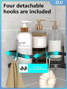 1pc No Drill Double Layer Bathroom Shelf, Bathroom Cosmetics & Toiletries Storage Rack, Kitchen Storage Rack, Living Room & Study Wall Mounted Storage Rack, No Trace Adhesive Design, High Quality Metal Material - Multicolor - View 5