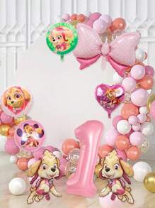 Paw Patrol Dies ist ein Patrouillen-Themen Geburtstagsdekorations-Set, mit rosa als Hauptfarbe. Der Kern ist eine riesige rosa digitale Aluminiumfolien-Ballon, kombiniert mit mehreren Aluminiumfilmballons, die mit Patrosenfiguren der Pfoten jeden Tag Muster sind, einschließlich Laufformen, Herzen, Pfötchen-Prints und anderen Stilen. Es gibt auch einen rosa Polka-Punkt-Schleifenballon, speziell entworfen für Geburtstage, um eine süße und kindliche Atmosphäre zu schaffen.