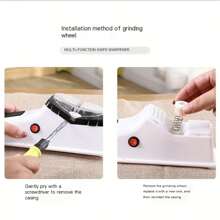 专业 USB 电动磨刀器 - 双面高速旋转，适用于家庭厨房，可更换砂轮和保护盖，适用于各种刀具