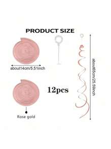 6件/12件/套 玫瑰金双尾螺旋吊坠，PVC材质，适用于婚礼、生日、周年纪念装饰，漩涡花朵装饰，活动装饰 - 彩色 - 查看 17