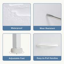 5 Drawer Dresser, Wide Chest Of Drawers Nightstand Storage Tower Storage Fabric Dresser With Wood Top Living Room, Bedroom, Hallway,White - Black - View 9