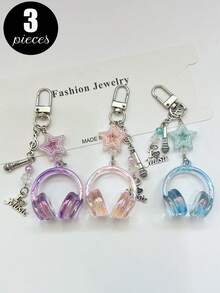 4 件/3 件/2 件千禧风格，爱上音乐，金属质感，耳机设计，多功能手机链吊坠，钥匙扣，背包挂件，Guka 挂件，适合日常搭配，可作为节日礼物送给家人、朋友、恋人、同学、友情礼物汽车配件可爱哥特 Y2k - 彩色 - 查看 3