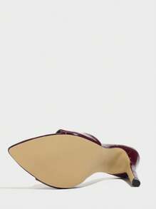 女士性感尖头高跟穆勒凉鞋，厚实纹理鞋底，适合夜店和户外穿着，深红色 - 深紅色 - 查看 9