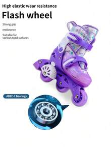 Pattini a rotelle Xiao Yao Xing per principianti con ruote ausiliarie, set di scarpe da pattinaggio con assistenza all'equilibrio, facili da imparare per uomini e donne, pattini in linea per uso esterno - Viola - Visualizzare 4