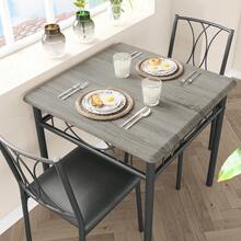Techigher Dining Table Set For 2 With Upholstered Chairs Kitchen Small Table And Chairs Set Of 2 Square Dinette Set 3 Piece Kitchen & Dining Room Sets For Small Space Apartment Home Office - Grey Cushioned Seat - View 5