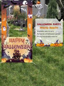 1PC-Halloween Party Decoration Theme Photo Prop Backdrop Indoor And Outdoor Photo Booth Frame For Birthday Party Decor Supplies - Multicolor - View 3